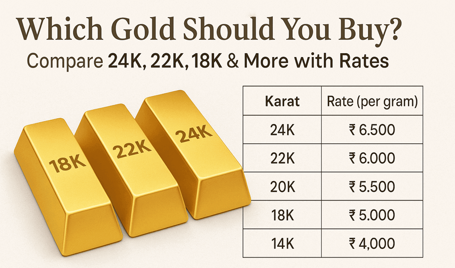 Which Gold Should You Buy? Compare 24K, 22K, 18K & More with Rates