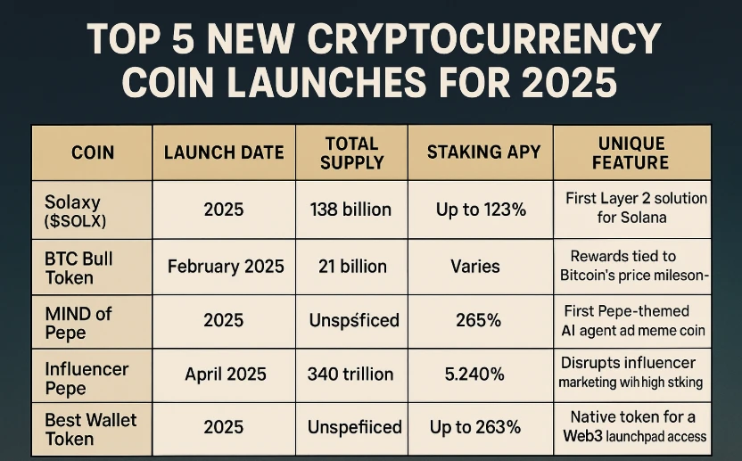 Top 5 New Cryptocurrency Coin Launches with High Return 150 Top 5 New Cryptocurrency Coin Launches with High Return