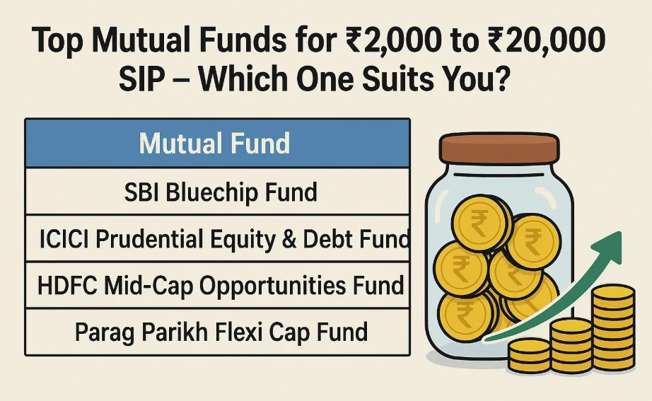 Top Mutual Funds for ₹2,000 to ₹20,000 SIP – Which One Suits You?