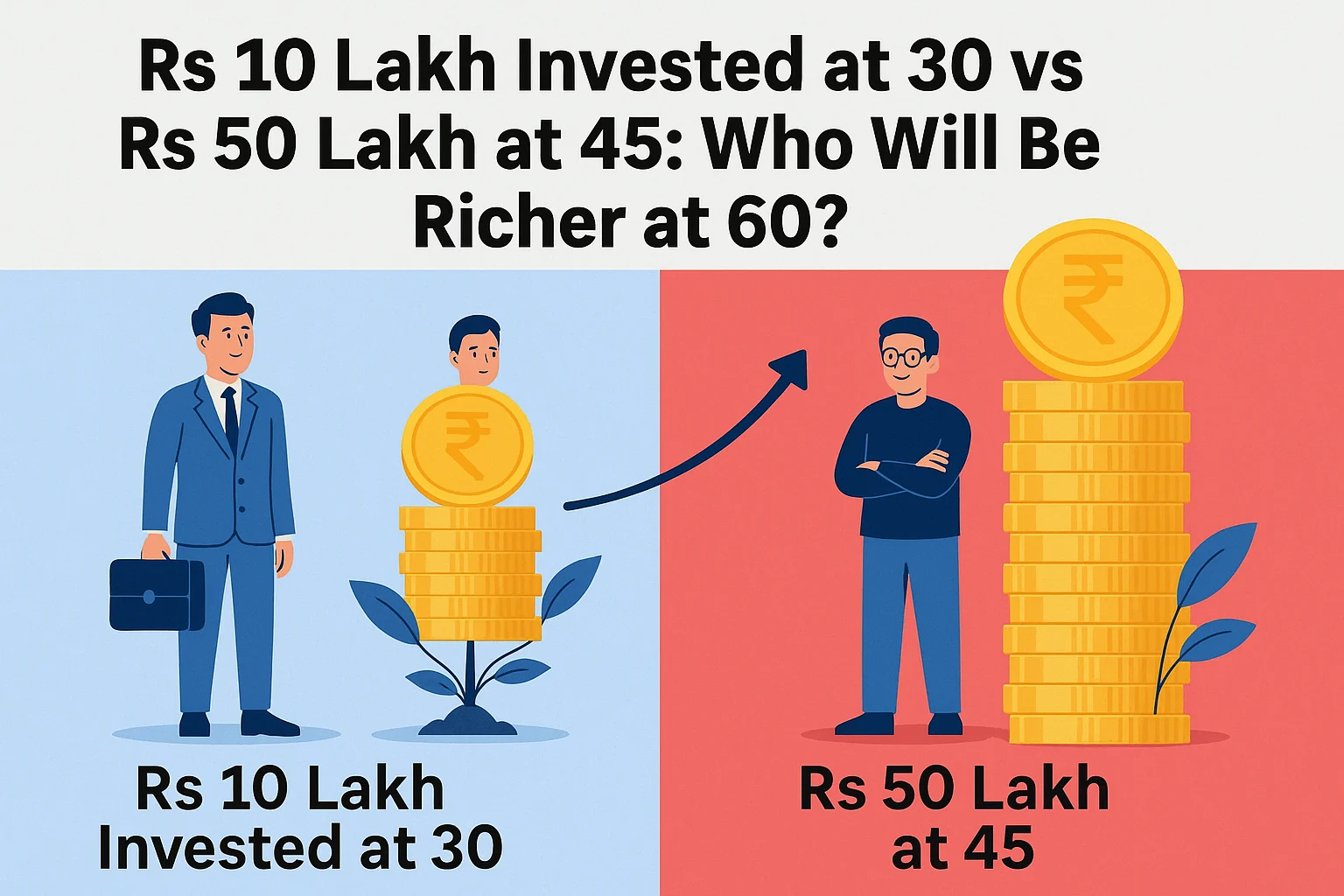 Rs 10 Lakh Invested at 30 vs Rs 50 Lakh at 45: Who Will Be Richer at 60?