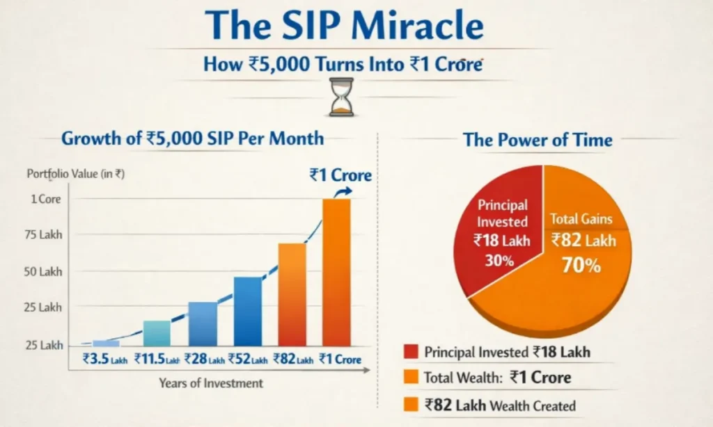 The SIP Miracle: How ₹5,000 Turns Into ₹1 Crore – Price, Patience & Power of Time