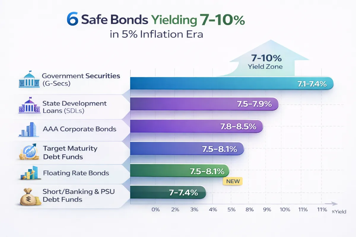 Bond Market Revival: 6 Safe Options Yielding 7–10% in a 5% Inflation Era