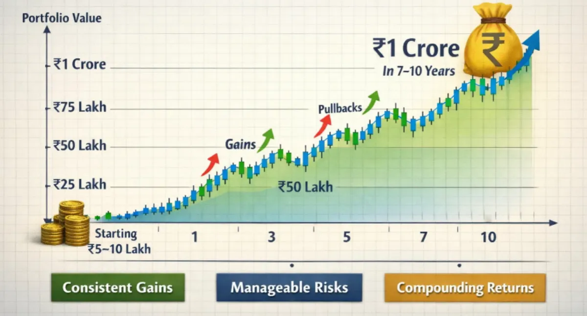 Swing Trading Compounding: Turn ₹5–10 Lakh into ₹1 Crore