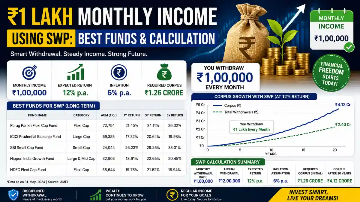 Generate ₹1 Lakh Monthly Income Using SWP: Best Funds & Calculation